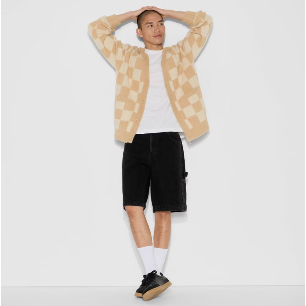 Men's Oversized Cardigan Sweater - Original Use in Cream Size Large - Picture 1 of 4